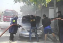 รถติดแก๊ส ไฟลุกไหม้ ริมถนนมิตรภาพ